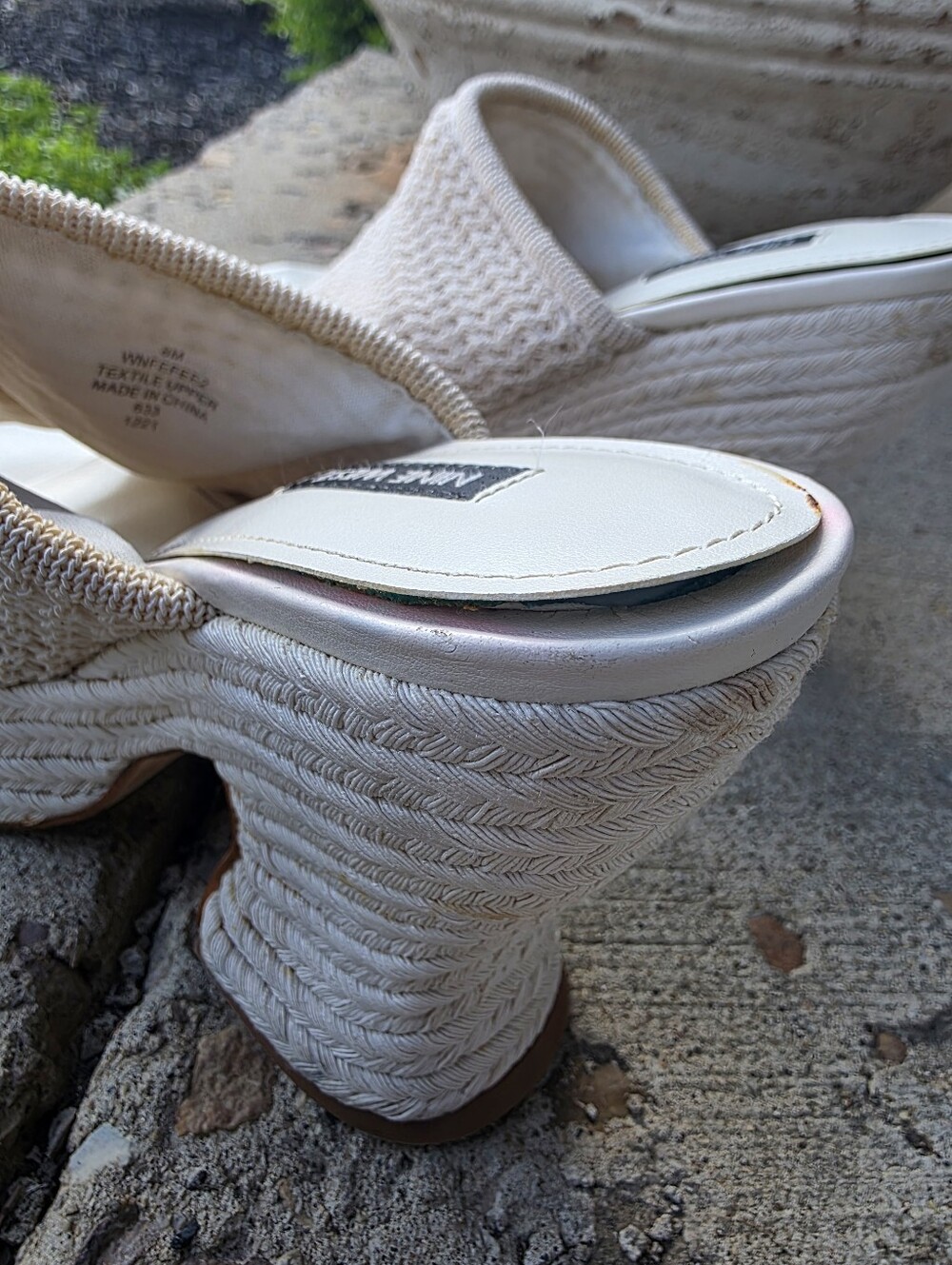 Nine West Peep Toe Platform Chunky Heels Crochet Weave Size 8M - Picture 5 of 17